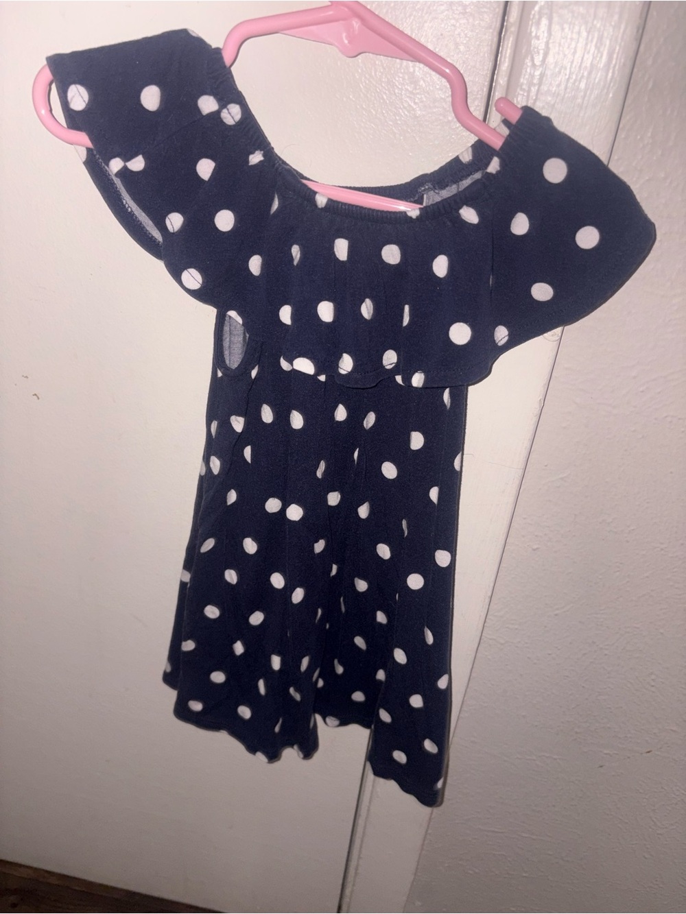 Girls Navy Blue Polka Dot dress 18-24m